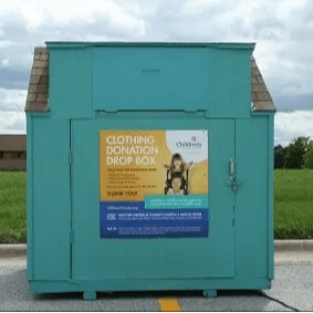 Clothing and goods donation drop box.