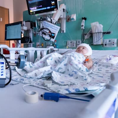 Young patient recovering from surgery at Children's Nebraska